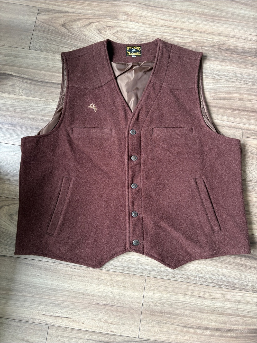 Bintage Wyoming Men's Burgundy 100% Virgin Wool Button Vest